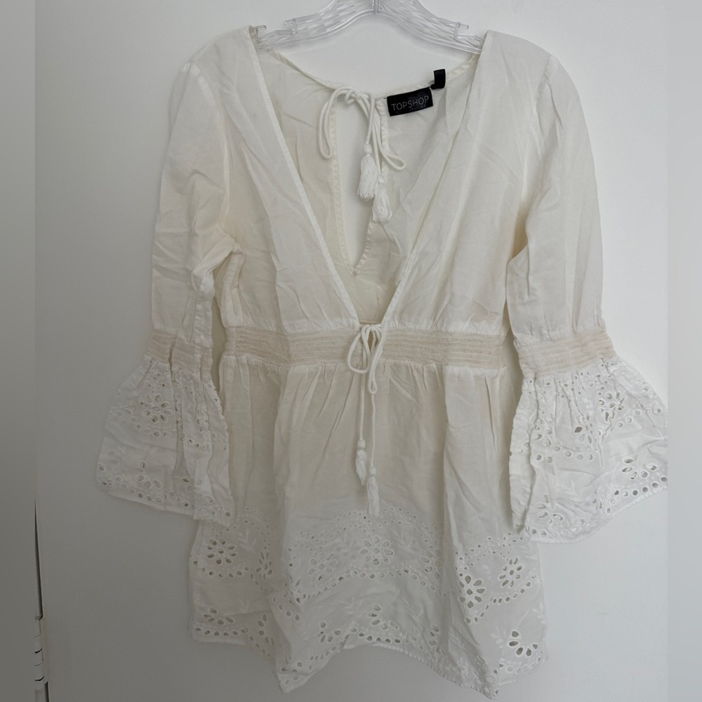 Topshop Cream Eyelet Boho Coverup